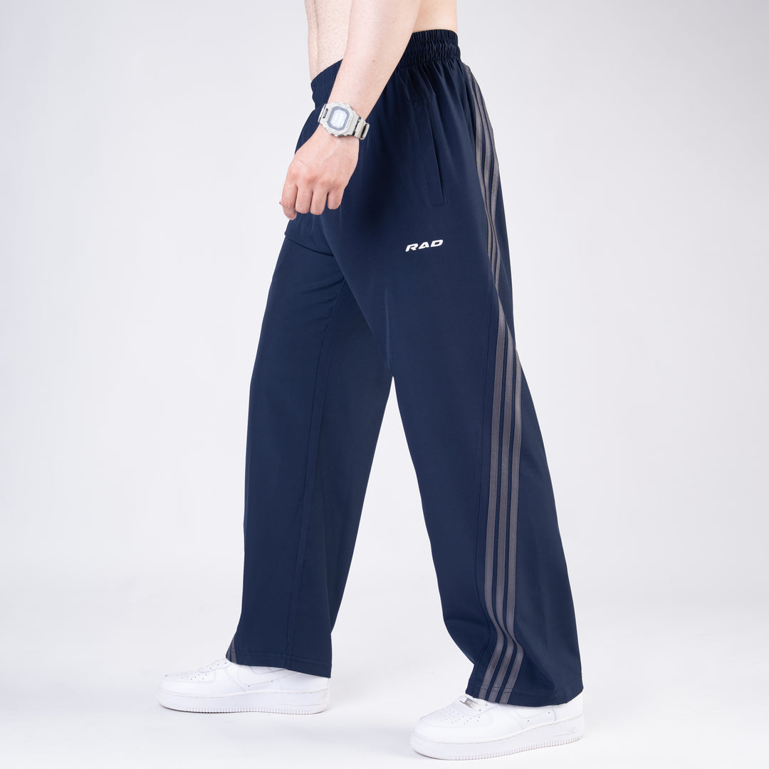 Navy Micro with Slant Stripes Baggy Fit Trousers