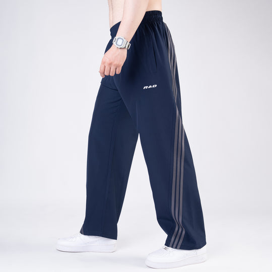 Navy Micro with Slant Stripes Baggy Fit Trousers