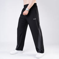 Black Micro with Slant Stripes Baggy Fit Trousers