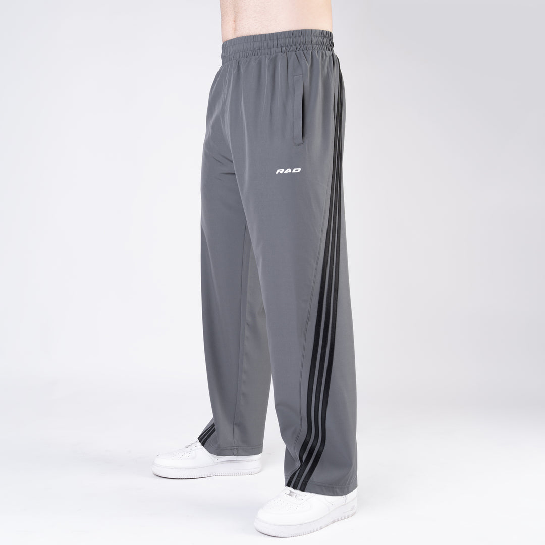 Gray Micro with Slant Stripes Baggy Fit Trousers