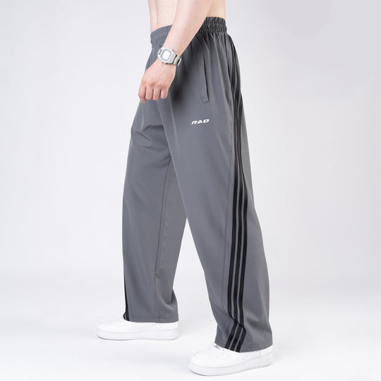 Gray Micro with Slant Stripes Baggy Fit Trousers