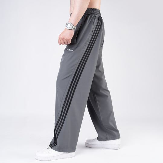 Gray Micro with Slant Stripes Baggy Fit Trousers