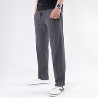 Premium Gray Crinkle Lycra 4-Way Stretch Straight Fit Pants