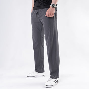 Premium Gray Crinkle Lycra 4-Way Stretch Straight Fit Pants