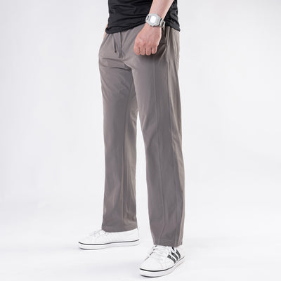 Premium Khaki Crinkle Lycra 4-Way Stretch Straight Fit Pants