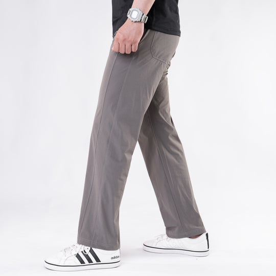 Premium Khaki Crinkle Lycra 4-Way Stretch Straight Fit Pants