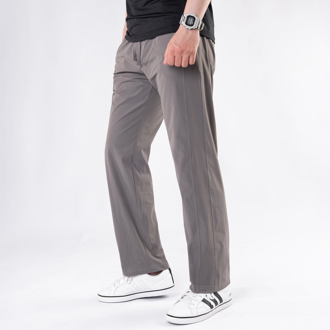 Premium Khaki Crinkle Lycra 4-Way Stretch Straight Fit Pants