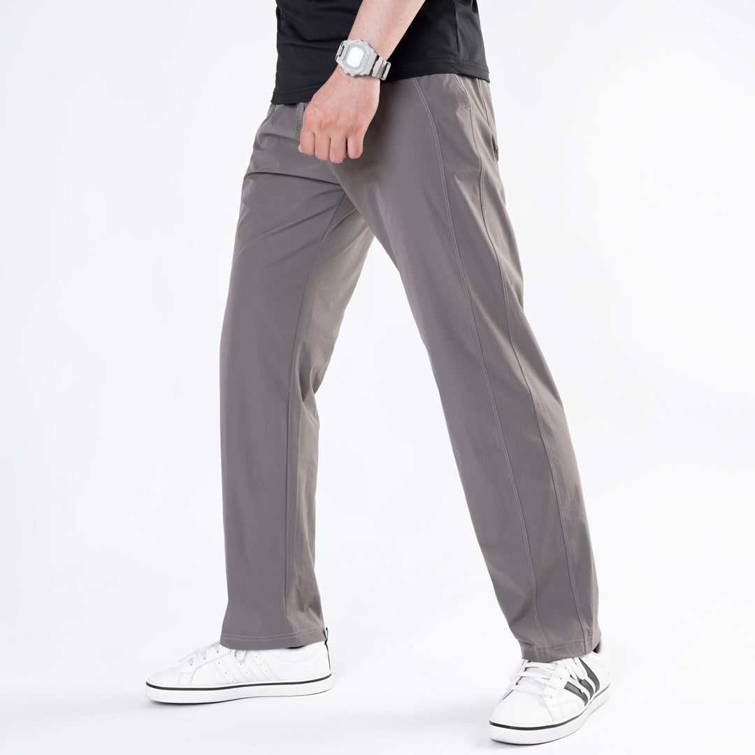 Premium Khaki Crinkle Lycra 4-Way Stretch Straight Fit Pants