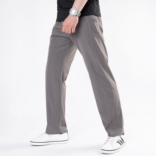 Premium Khaki Crinkle Lycra 4-Way Stretch Straight Fit Pants