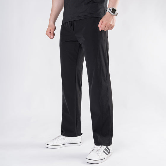 Premium Black Crinkle Lycra 4-Way Stretch Straight Fit Pants