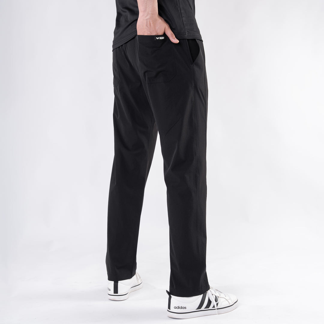 Premium Black Crinkle Lycra 4-Way Stretch Straight Fit Pants