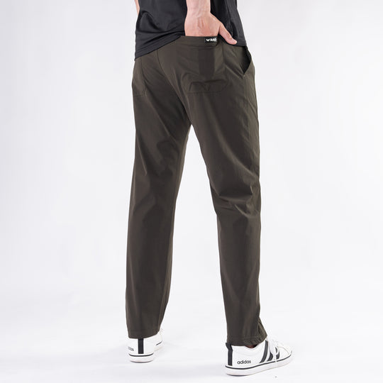 Premium Olive Crinkle Lycra 4-Way Stretch Straight Fit Pants