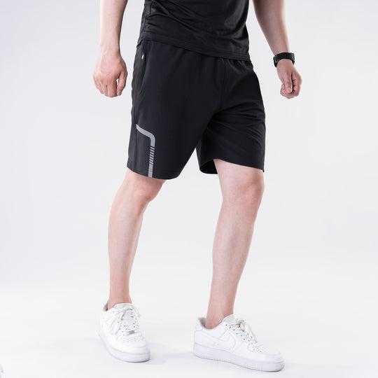 Black Lycra Terry Shorts with Reflective Detailing