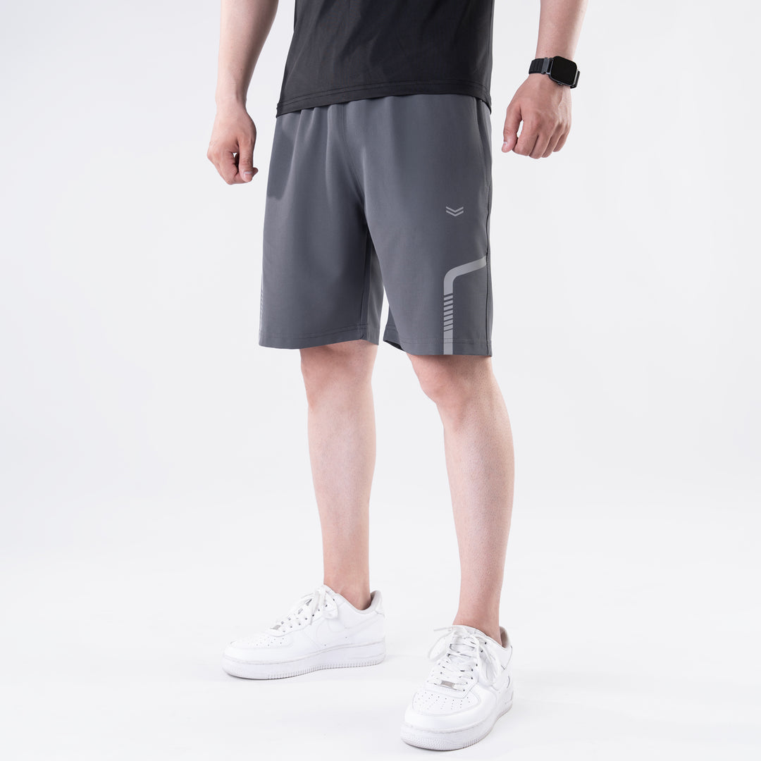 Gray Lycra Terry Shorts with Reflective Detailing