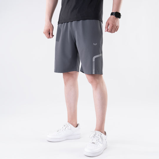 Gray Lycra Terry Shorts with Reflective Detailing