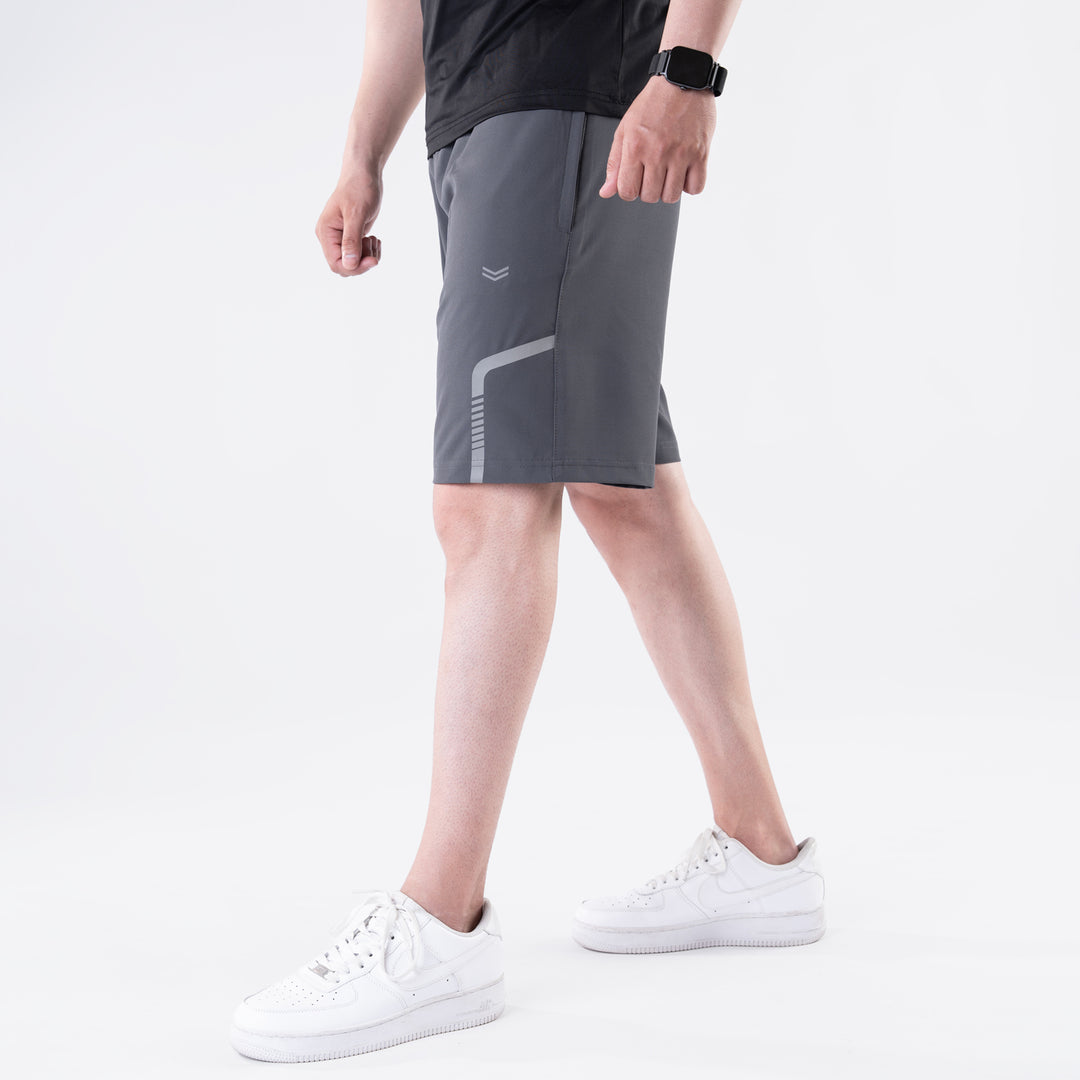 Gray Lycra Terry Shorts with Reflective Detailing