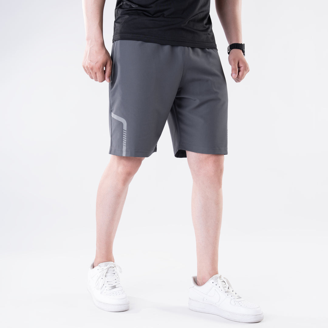 Gray Lycra Terry Shorts with Reflective Detailing