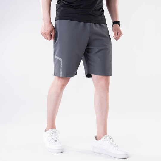 Gray Lycra Terry Shorts with Reflective Detailing