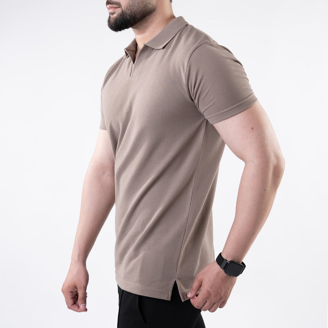 Khaki V Neck Polo