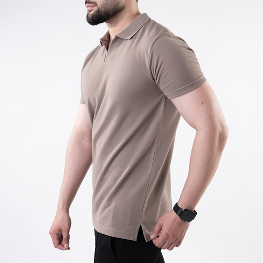Khaki V Neck Polo