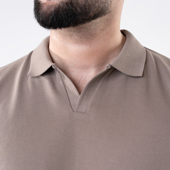 Khaki V Neck Polo