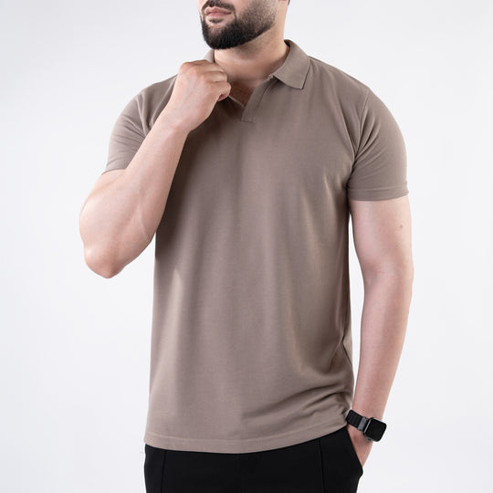 Khaki V Neck Polo