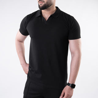 Black V Neck Polo
