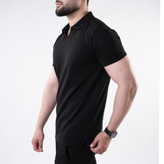 Black V Neck Polo