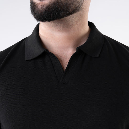 Black V Neck Polo