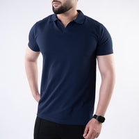 Navy V Neck Polo