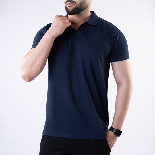 Navy V Neck Polo