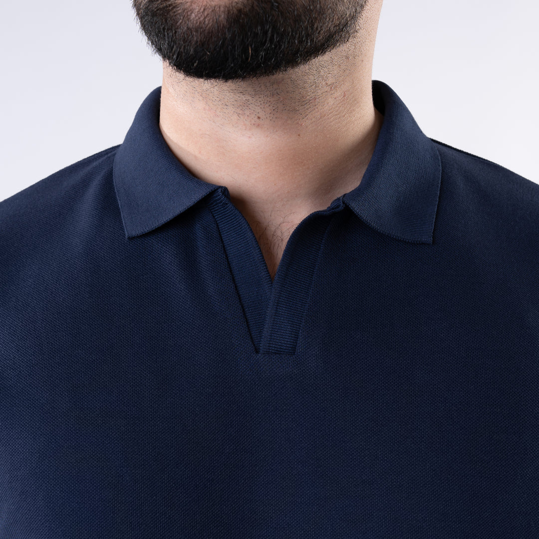 Navy V Neck Polo
