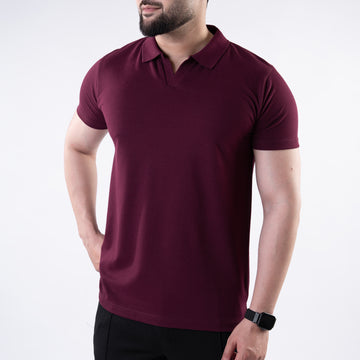 Wine Maroon V Neck Polo