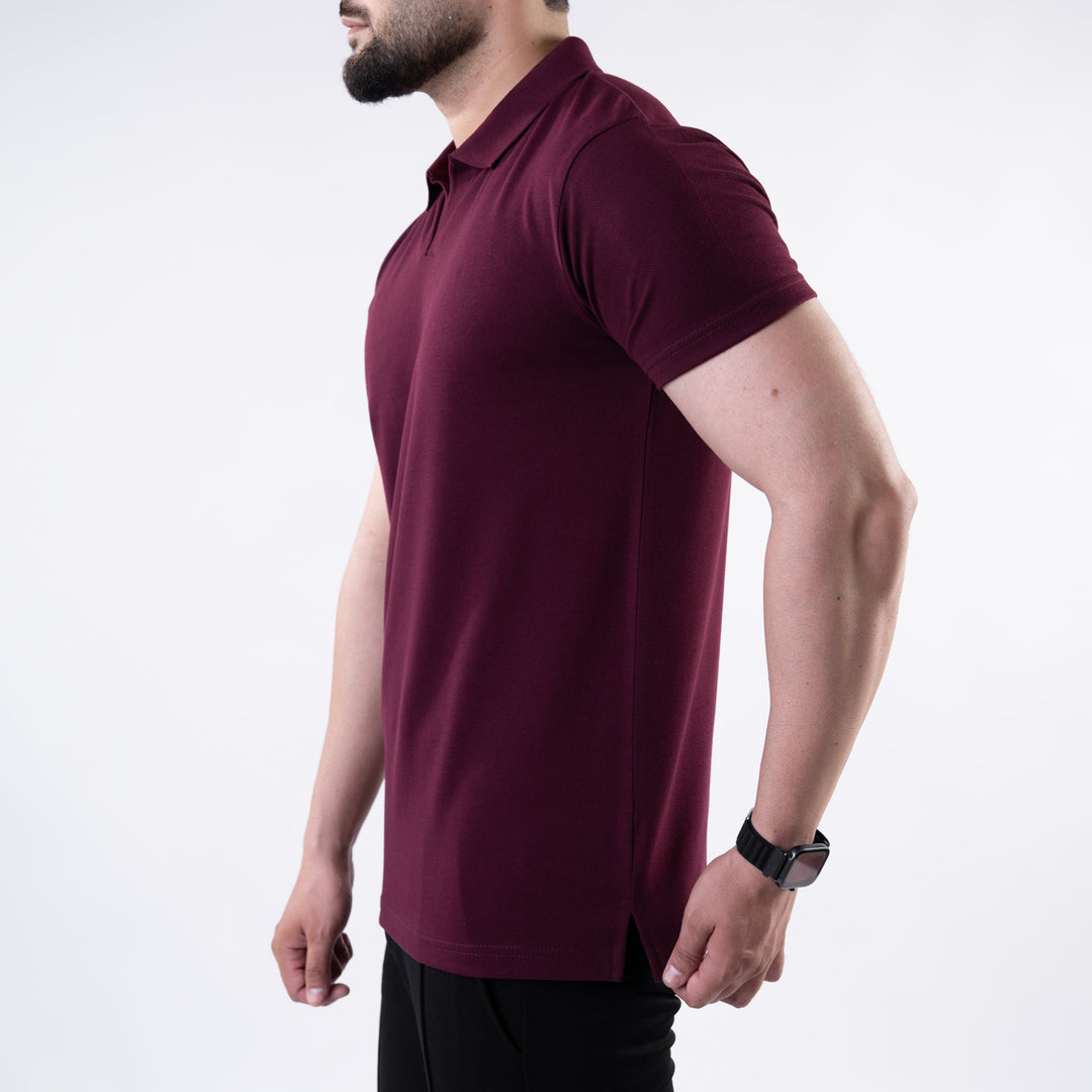 Wine Maroon V Neck Polo