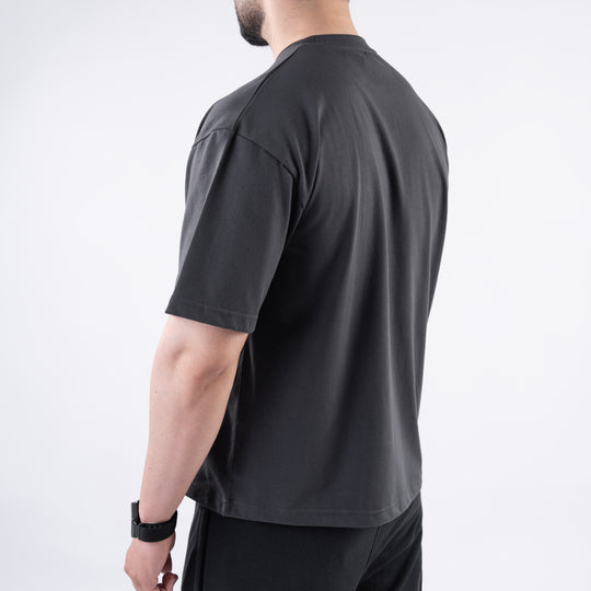Dark Gray Plain Boxy Fit T-Shirt