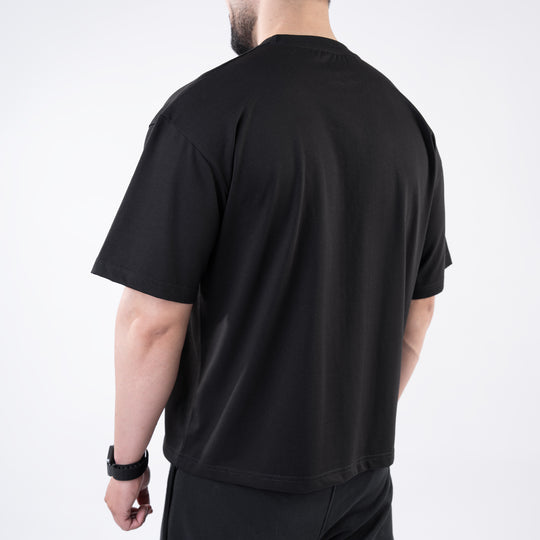 Black Plain Boxy Fit T-Shirt