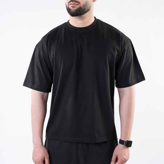 Black Plain Boxy Fit T-Shirt