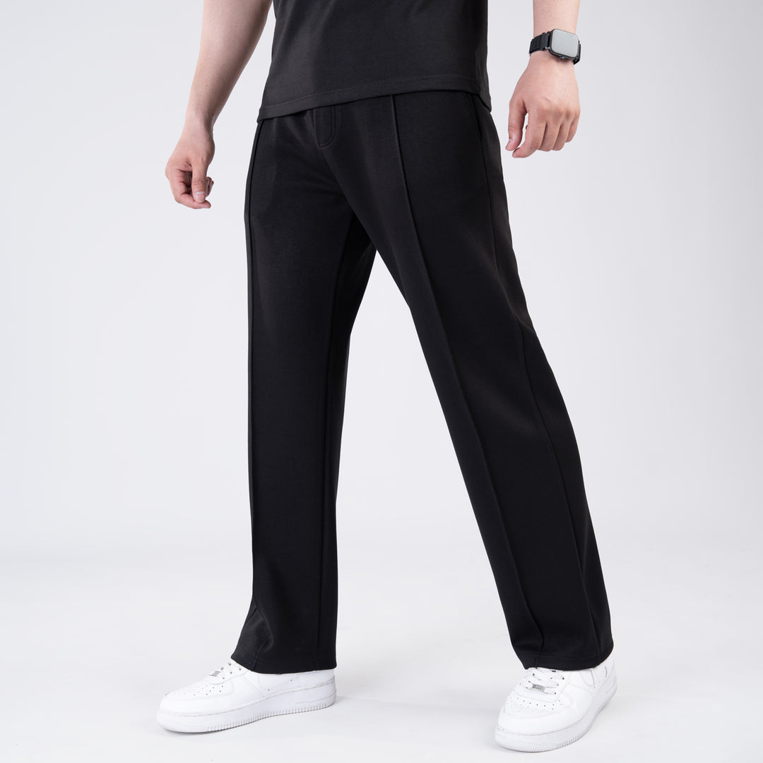 Scuba Black 4-Way Stretch Front Stitch Trousers