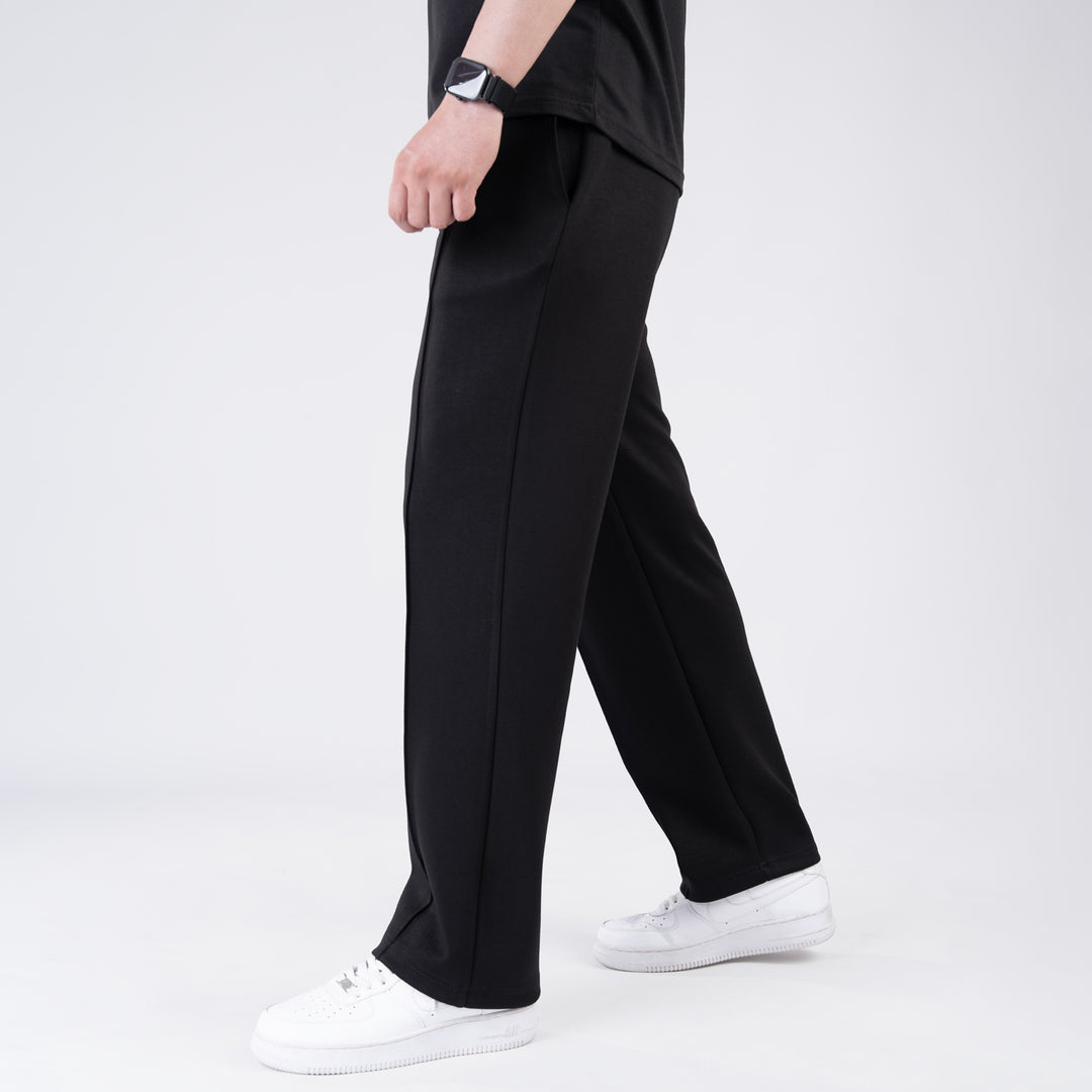 Scuba Black 4-Way Stretch Front Stitch Trousers
