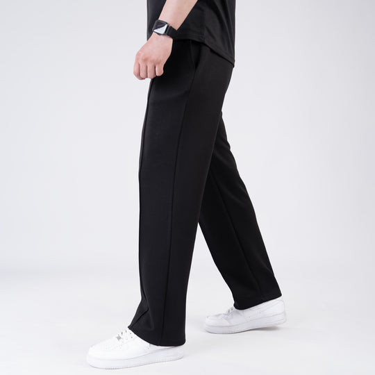 Scuba Black 4-Way Stretch Front Stitch Trousers