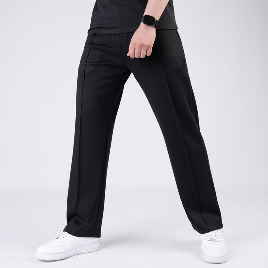 Scuba Black 4-Way Stretch Front Stitch Trousers