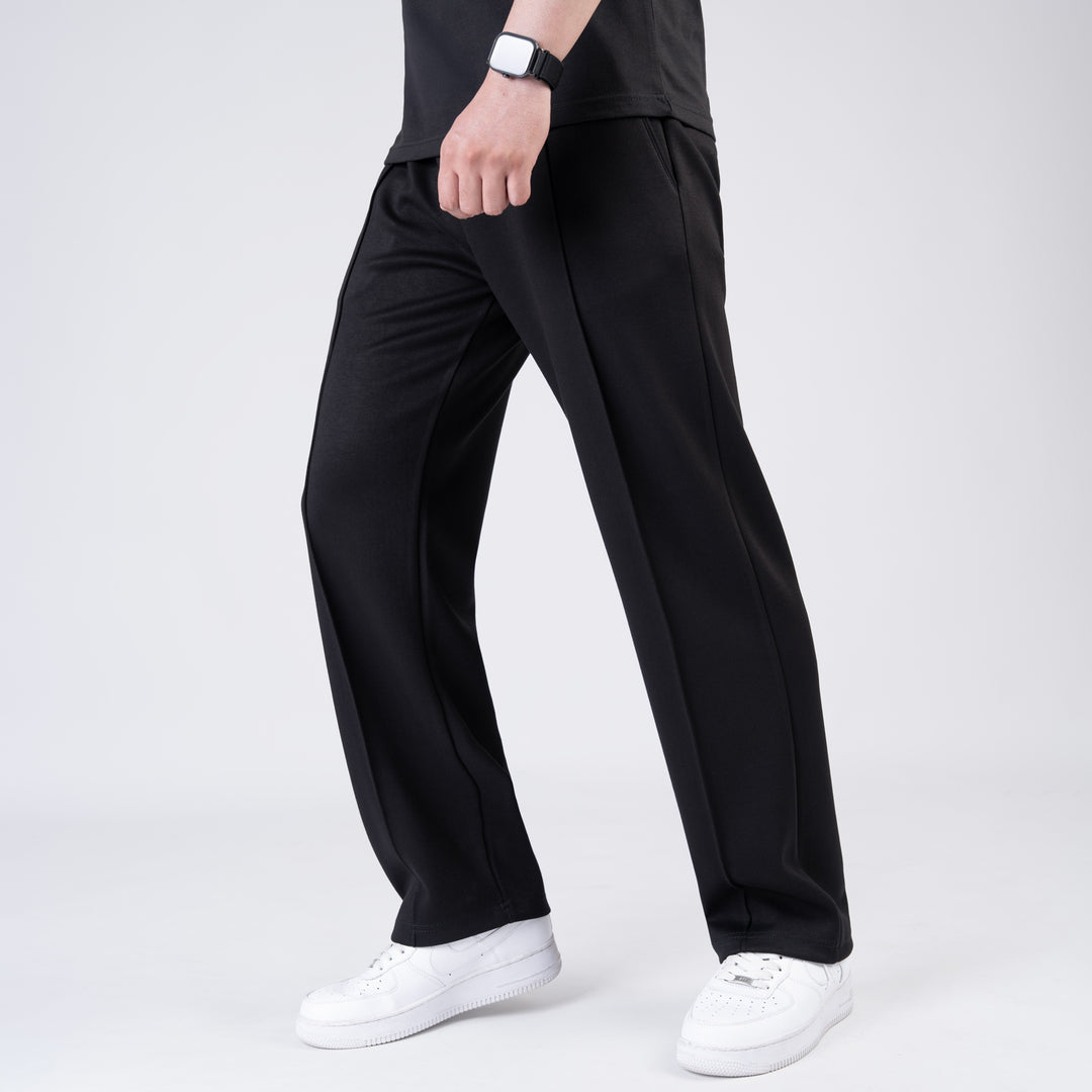 Scuba Black 4-Way Stretch Front Stitch Trousers