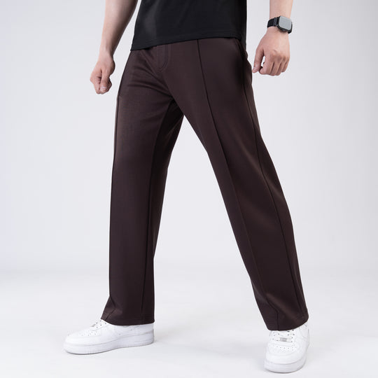 Scuba Brown 4-Way Stretch Front Stitch Trousers