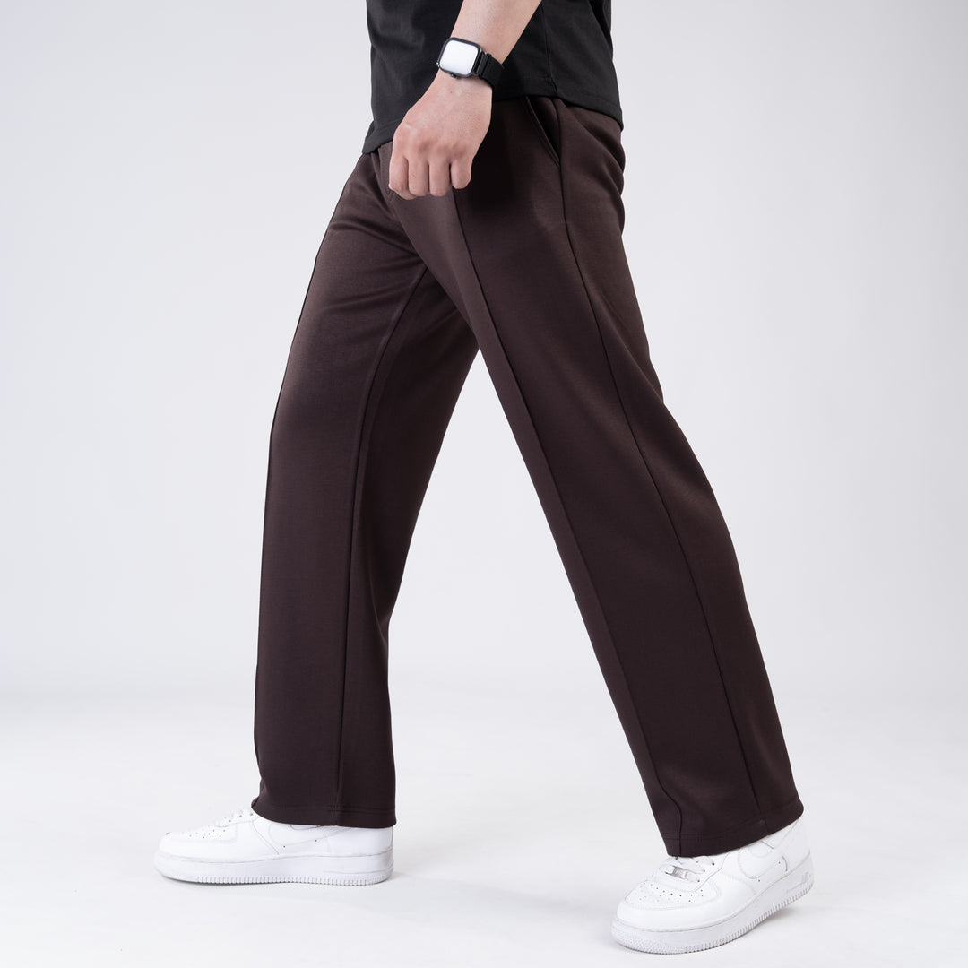 Scuba Brown 4-Way Stretch Front Stitch Trousers