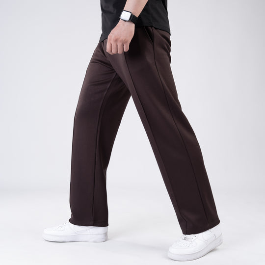 Scuba Brown 4-Way Stretch Front Stitch Trousers