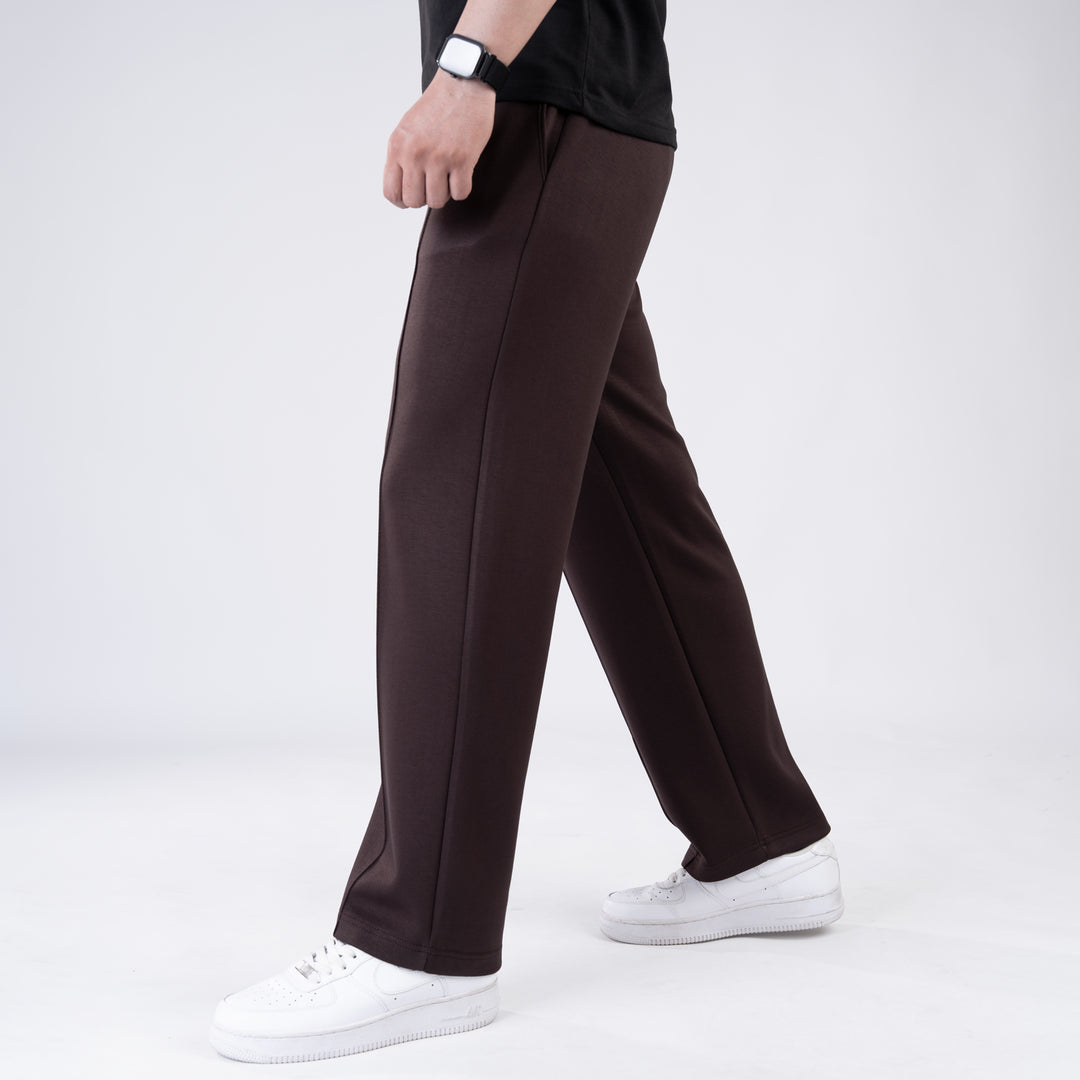 Scuba Brown 4-Way Stretch Front Stitch Trousers