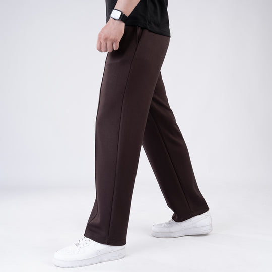 Scuba Brown 4-Way Stretch Front Stitch Trousers