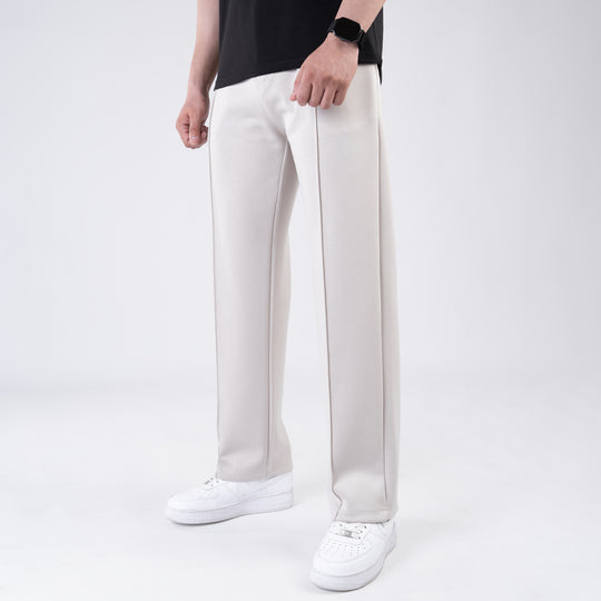 Scuba Off-White 4-Way Stretch Front Stitch Trousers
