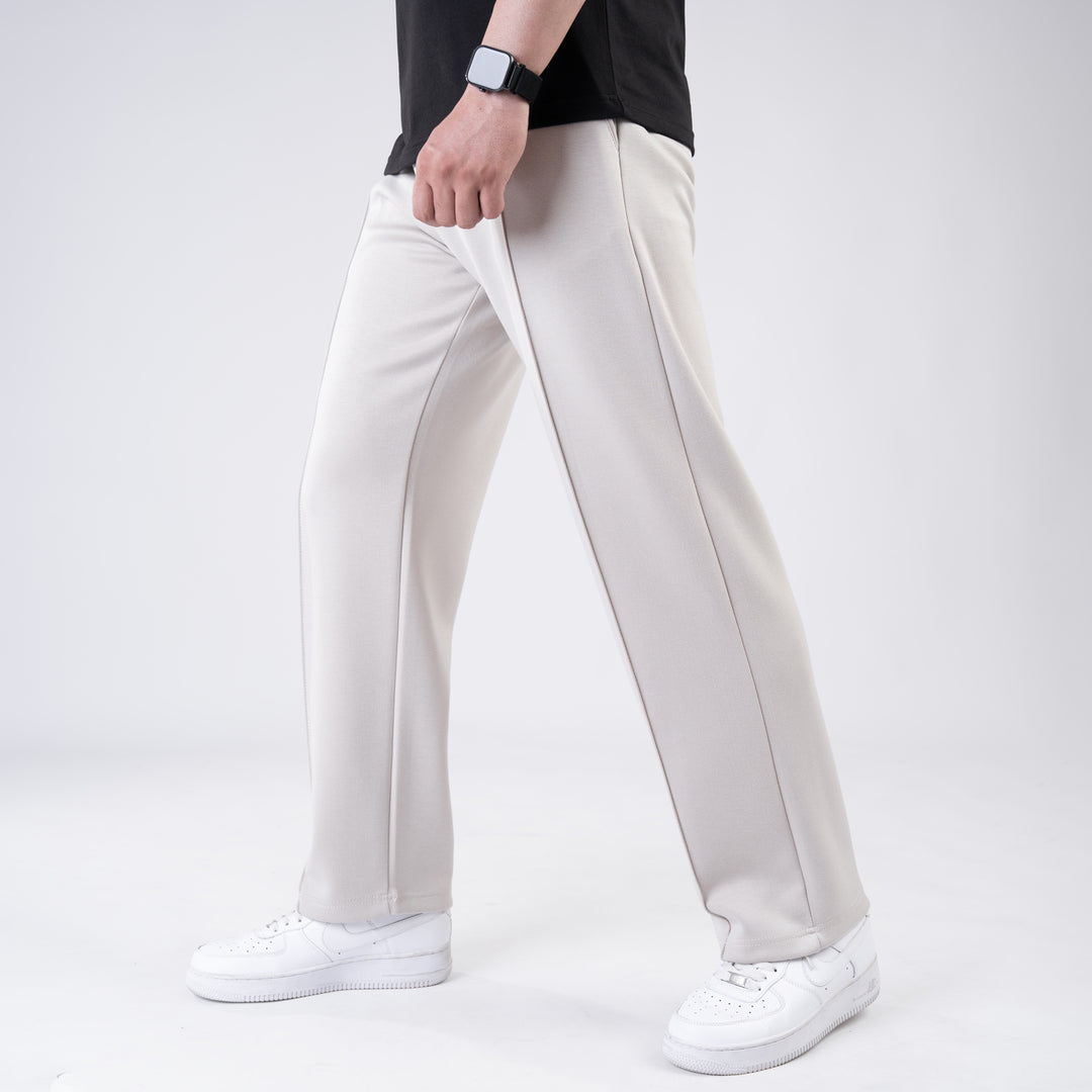 Scuba Off-White 4-Way Stretch Front Stitch Trousers