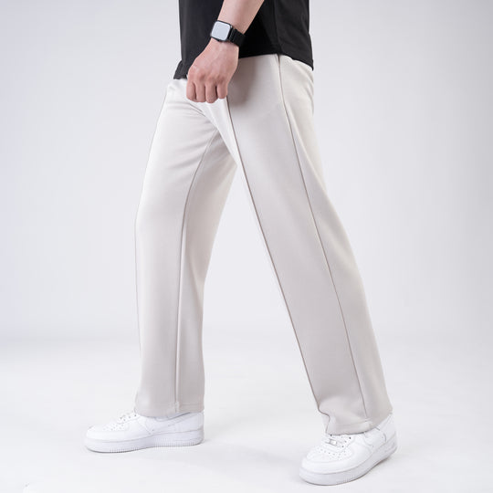 Scuba Off-White 4-Way Stretch Front Stitch Trousers